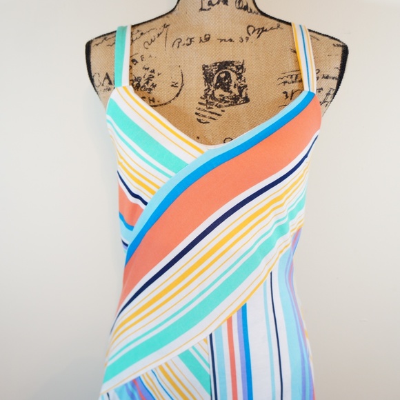 Bebop Striped Asymmetrical Midi Dress - Picture 6 of 8